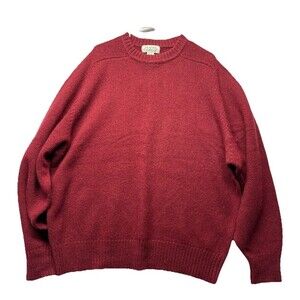 VTG Heather & Tweed Sweater Mens XXL Red Shetland Wool Ribbed Casual Warm Crew